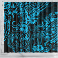Hawaii King Kamehameha Shower Curtain Polynesian Pattern Sky Blue Version LT01 - Polynesian Pride