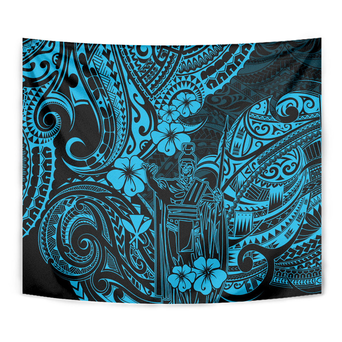 Hawaii King Kamehameha Tapestry Polynesian Pattern Sky Blue Version LT01 - Polynesian Pride