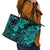 Hawaii King Kamehameha Leather Tote Bag Polynesian Pattern Turquoise Version LT01 - Polynesian Pride