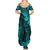 Hawaii King Kamehameha Summer Maxi Dress Polynesian Pattern Turquoise Version LT01 - Polynesian Pride