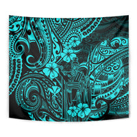 Hawaii King Kamehameha Tapestry Polynesian Pattern Turquoise Version LT01 - Polynesian Pride