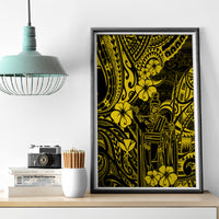 Hawaii King Kamehameha Canvas Wall Art Polynesian Pattern Yellow Version LT01 - Polynesian Pride