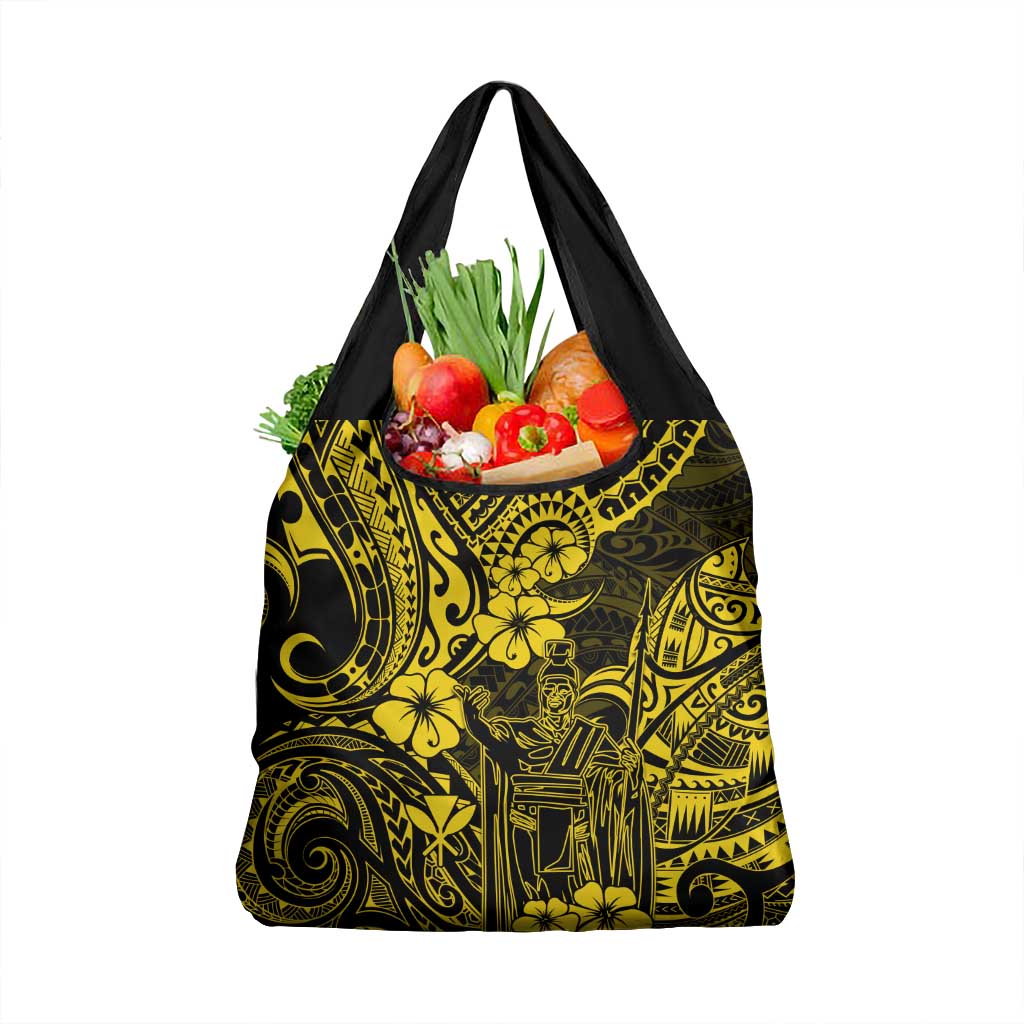 Hawaii King Kamehameha Grocery Bag Polynesian Pattern Yellow Version