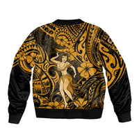 Hawaii Hula Girl Bomber Jacket Polynesian Pattern Gold Version LT01 - Polynesian Pride
