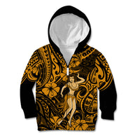 Hawaii Hula Girl Kid Hoodie Polynesian Pattern Gold Version LT01 - Polynesian Pride