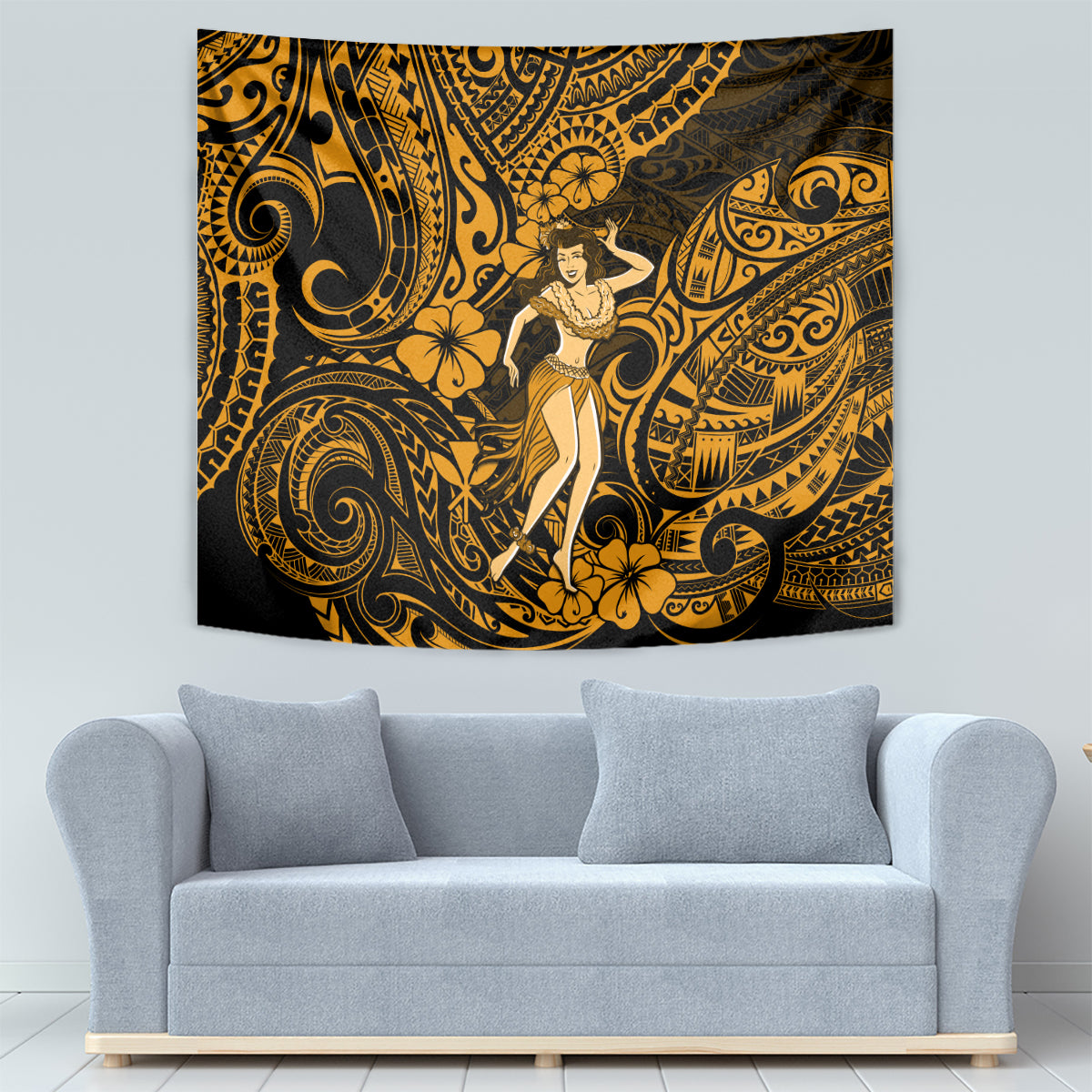 Hawaii Hula Girl Tapestry Polynesian Pattern Gold Version LT01 - Polynesian Pride