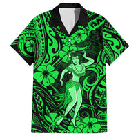 Hawaii Hula Girl Family Matching Short Sleeve Bodycon Dress and Hawaiian Shirt Polynesian Pattern Green Version LT01 Dad's Shirt - Short Sleeve Green - Polynesian Pride