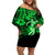 Hawaii Hula Girl Off Shoulder Short Dress Polynesian Pattern Green Version LT01 Women Green - Polynesian Pride