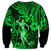 Hawaii Hula Girl Sweatshirt Polynesian Pattern Green Version LT01 - Polynesian Pride