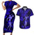 Hawaii Hula Girl Couples Matching Short Sleeve Bodycon Dress and Hawaiian Shirt Polynesian Pattern Navy Blue Version LT01 Blue - Polynesian Pride