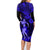 Hawaii Hula Girl Family Matching Long Sleeve Bodycon Dress and Hawaiian Shirt Polynesian Pattern Navy Blue Version LT01 - Polynesian Pride