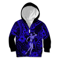 Hawaii Hula Girl Kid Hoodie Polynesian Pattern Navy Blue Version LT01 - Polynesian Pride