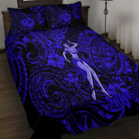 Hawaii Hula Girl Quilt Bed Set Polynesian Pattern Navy Blue Version LT01 - Polynesian Pride