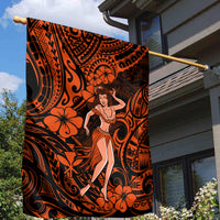 Hawaii Hula Girl Garden Flag Polynesian Pattern Orange Version LT01 - Polynesian Pride