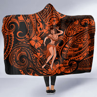 Hawaii Hula Girl Hooded Blanket Polynesian Pattern Orange Version LT01 - Polynesian Pride