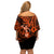 Hawaii Hula Girl Off Shoulder Short Dress Polynesian Pattern Orange Version LT01 - Polynesian Pride