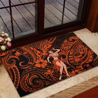 Hawaii Hula Girl Rubber Doormat Polynesian Pattern Orange Version LT01 - Polynesian Pride