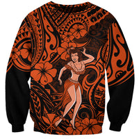 Hawaii Hula Girl Sweatshirt Polynesian Pattern Orange Version LT01 Unisex Orange - Polynesian Pride