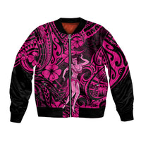 Hawaii Hula Girl Bomber Jacket Polynesian Pattern Pink Version LT01 Unisex Pink - Polynesian Pride