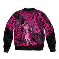 Hawaii Hula Girl Bomber Jacket Polynesian Pattern Pink Version LT01 - Polynesian Pride