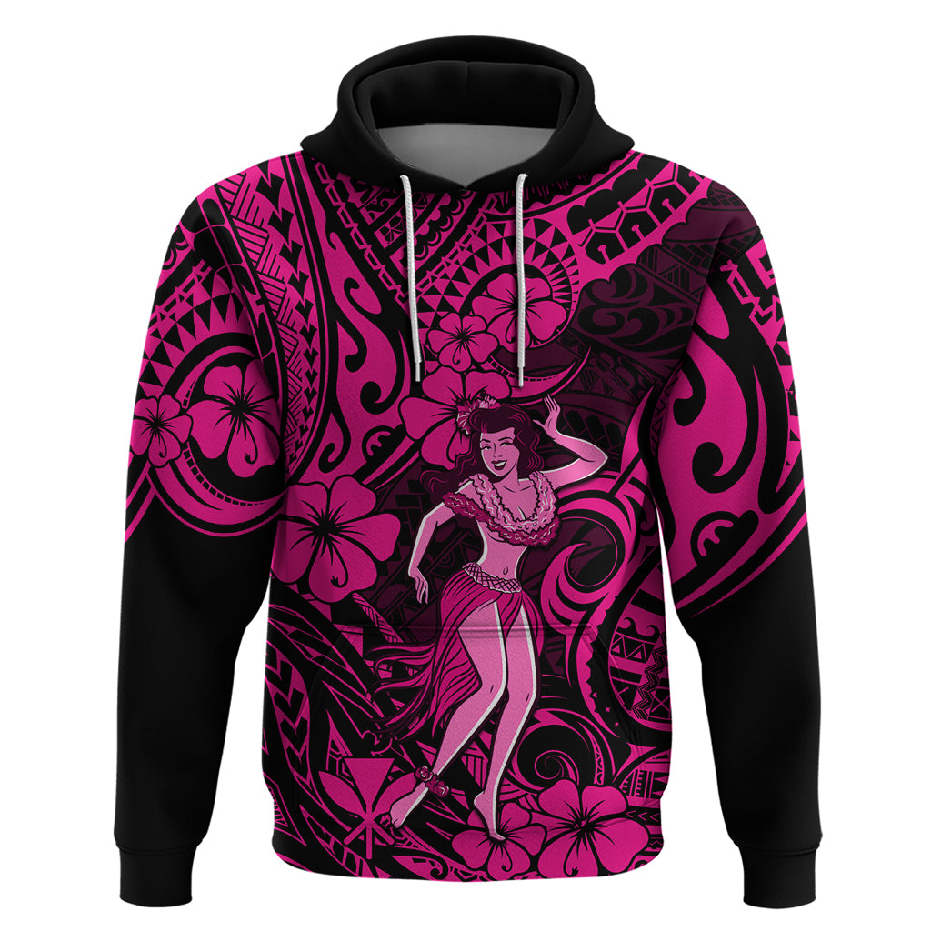 Hawaii Hula Girl Hoodie Polynesian Pattern Pink Version LT01 Pullover Hoodie Pink - Polynesian Pride