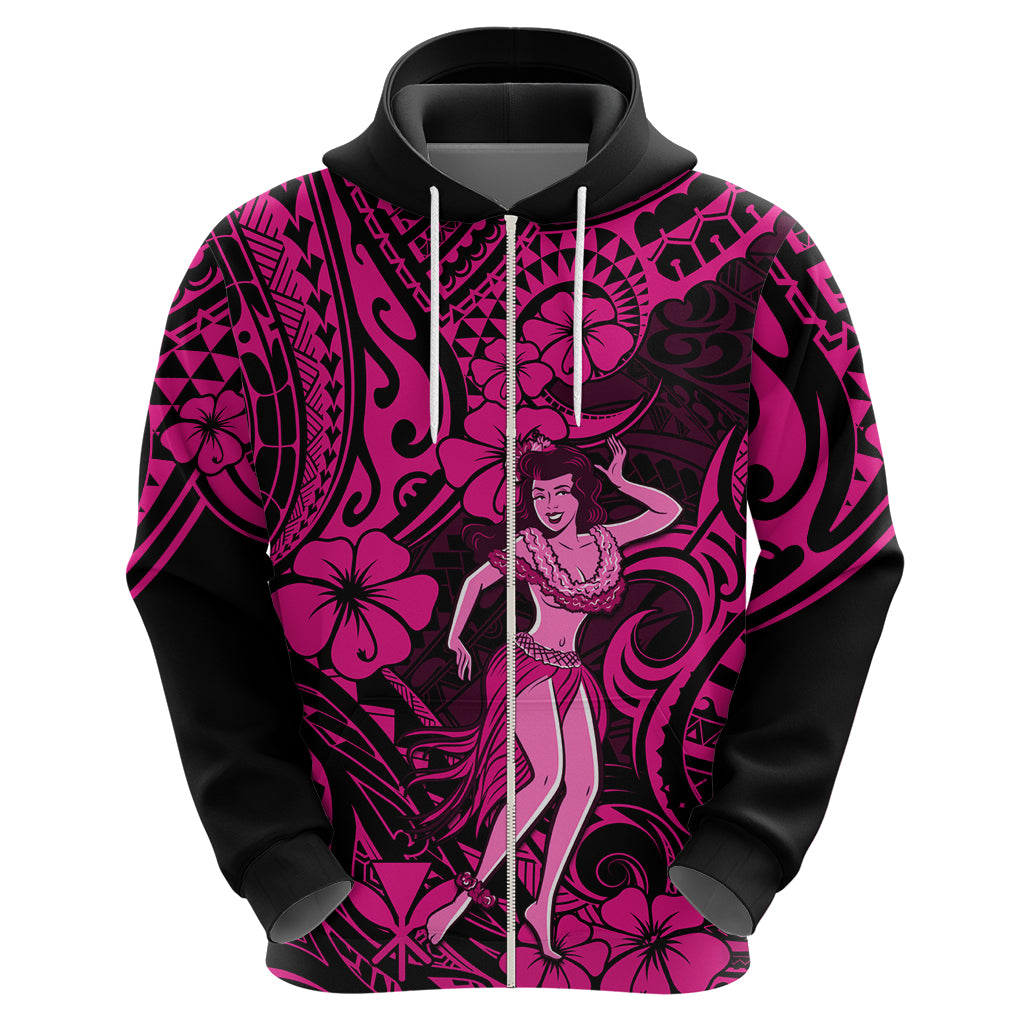 Hawaii Hula Girl Hoodie Polynesian Pattern Pink Version LT01 - Polynesian Pride