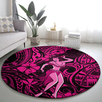 Hawaii Hula Girl Round Carpet Polynesian Pattern Pink Version LT01 - Polynesian Pride