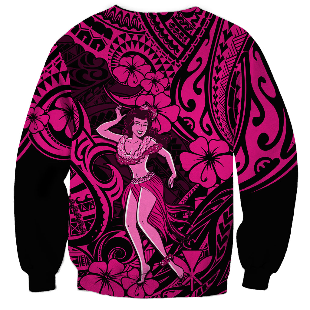 Hawaii Hula Girl Sweatshirt Polynesian Pattern Pink Version LT01 - Polynesian Pride