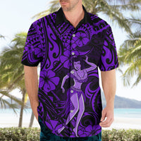 Hawaii Hula Girl Hawaiian Shirt Hibiscus Hawaii Tribal Tattoo Purple Version LT01 - Polynesian Pride