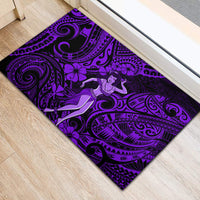 Hawaii Hula Girl Rubber Doormat Hibiscus Hawaii Tribal Tattoo Purple Version LT01 - Polynesian Pride