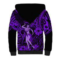 Hawaii Hula Girl Sherpa Hoodie Hibiscus Hawaii Tribal Tattoo Purple Version LT01 - Polynesian Pride