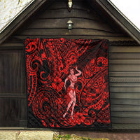 Hawaii Hula Girl Quilt Hibiscus Hawaii Tribal Tattoo Red Version LT01 - Polynesian Pride