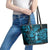 Hawaii Hula Girl Leather Tote Bag Hibiscus Hawaii Tribal Tattoo Sky Blue Version LT01 - Polynesian Pride