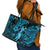 Hawaii Hula Girl Leather Tote Bag Hibiscus Hawaii Tribal Tattoo Sky Blue Version LT01 - Polynesian Pride