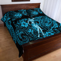 Hawaii Hula Girl Quilt Bed Set Hibiscus Hawaii Tribal Tattoo Sky Blue Version LT01 - Polynesian Pride