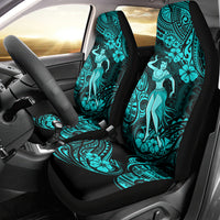 Hawaii Hula Girl Car Seat Cover Hibiscus Hawaii Tribal Tattoo Turquoise Version LT01 - Polynesian Pride