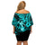 Hawaii Hula Girl Off Shoulder Short Dress Hibiscus Hawaii Tribal Tattoo Turquoise Version LT01 - Polynesian Pride