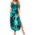 Hawaii Hula Girl Summer Maxi Dress Hibiscus Hawaii Tribal Tattoo Turquoise Version LT01 Women Turquoise - Polynesian Pride