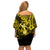 Hawaii Hula Girl Off Shoulder Short Dress Hibiscus Hawaii Tribal Tattoo Yellow Version LT01 - Polynesian Pride