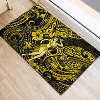 Hawaii Hula Girl Rubber Doormat Hibiscus Hawaii Tribal Tattoo Yellow Version LT01 - Polynesian Pride
