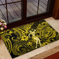 Hawaii Hula Girl Rubber Doormat Hibiscus Hawaii Tribal Tattoo Yellow Version LT01 - Polynesian Pride