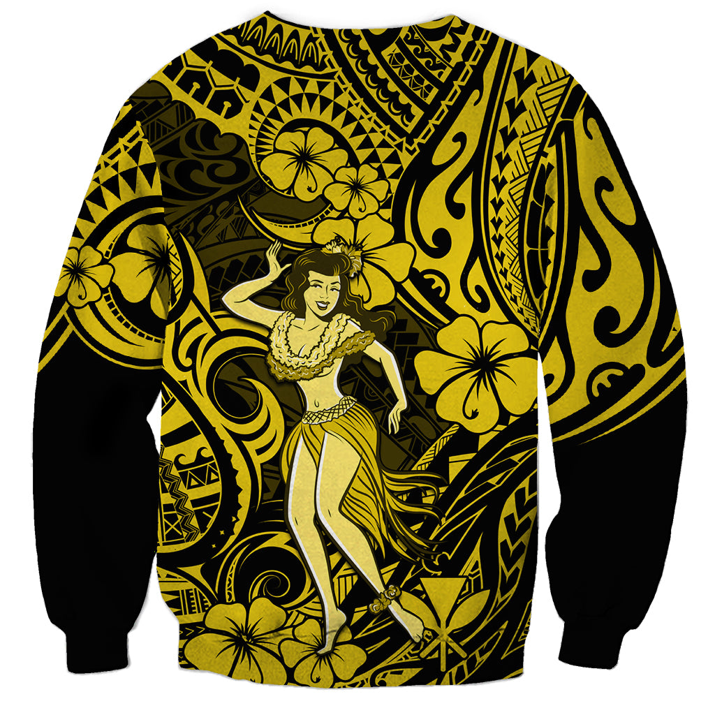 Hawaii Hula Girl Sweatshirt Hibiscus Hawaii Tribal Tattoo Yellow Version LT01 - Polynesian Pride
