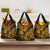 Hawaii Pineapple Grocery Bag Paradise Flowers Pacific With Gold Polynesian Tribal