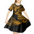 Hawaii Pineapple Kid Short Sleeve Dress Paradise Flowers Pacific With Gold Polynesian Tribal LT01 - Polynesian Pride