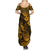 Hawaii Pineapple Summer Maxi Dress Paradise Flowers Pacific With Gold Polynesian Tribal LT01 - Polynesian Pride