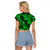 Hawaii Pineapple Raglan Cropped T Shirt Paradise Flowers Pacific With Green Polynesian Tribal LT01 - Polynesian Pride
