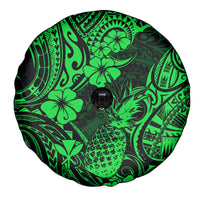 Hawaii Pineapple Spare Tire Cover Paradise Flowers Pacific With Green Polynesian Tribal LT01 - Polynesian Pride