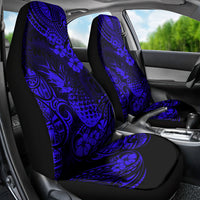 Hawaii Pineapple Car Seat Cover Paradise Flowers Pacific With Navy Blue Polynesian Tribal LT01 - Polynesian Pride
