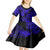 Hawaii Pineapple Kid Short Sleeve Dress Paradise Flowers Pacific With Navy Blue Polynesian Tribal LT01 - Polynesian Pride