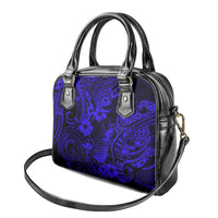 Hawaii Pineapple Shoulder Handbag Paradise Flowers Pacific With Navy Blue Polynesian Tribal LT01 - Polynesian Pride